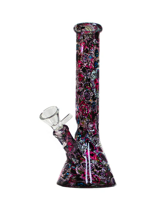Glass Bong – Mexican Flower Skull (26cm)